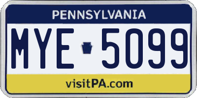 PA license plate MYE5099