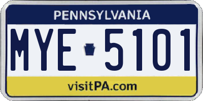 PA license plate MYE5101