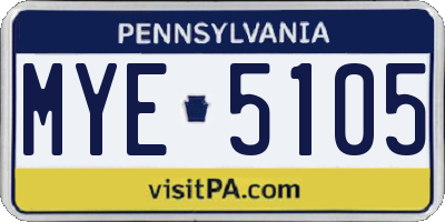 PA license plate MYE5105