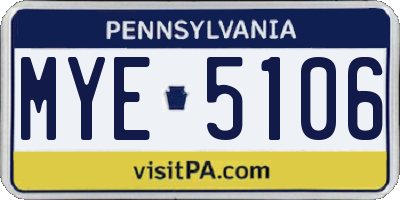 PA license plate MYE5106