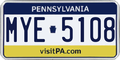 PA license plate MYE5108