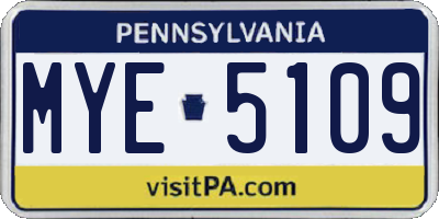 PA license plate MYE5109