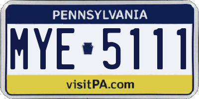 PA license plate MYE5111