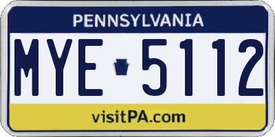 PA license plate MYE5112