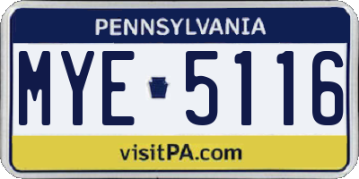 PA license plate MYE5116