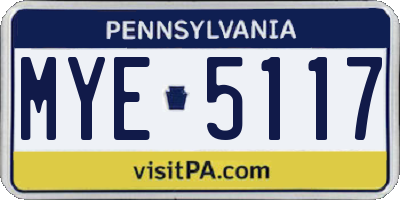 PA license plate MYE5117