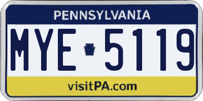 PA license plate MYE5119
