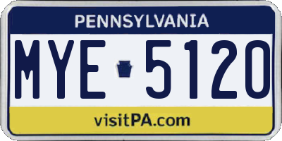 PA license plate MYE5120