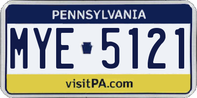 PA license plate MYE5121