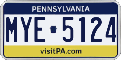 PA license plate MYE5124