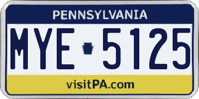 PA license plate MYE5125