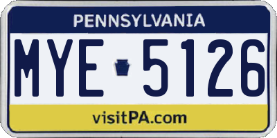 PA license plate MYE5126