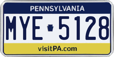 PA license plate MYE5128