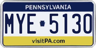 PA license plate MYE5130