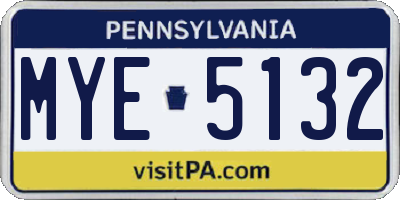 PA license plate MYE5132