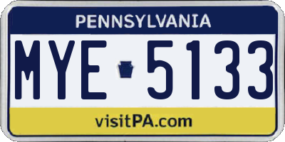 PA license plate MYE5133