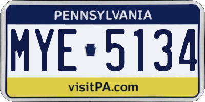 PA license plate MYE5134