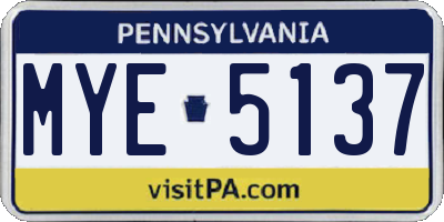 PA license plate MYE5137