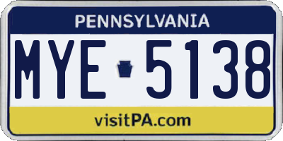 PA license plate MYE5138