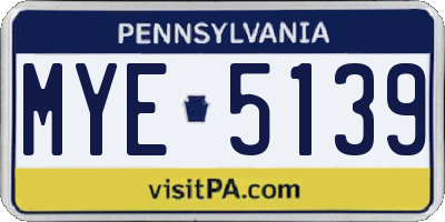 PA license plate MYE5139