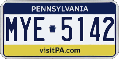 PA license plate MYE5142