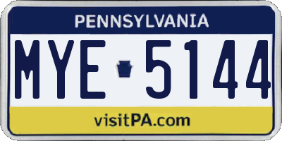 PA license plate MYE5144