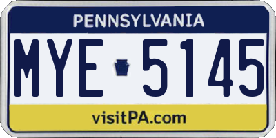 PA license plate MYE5145
