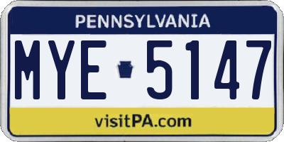 PA license plate MYE5147