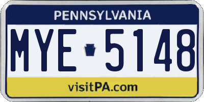 PA license plate MYE5148