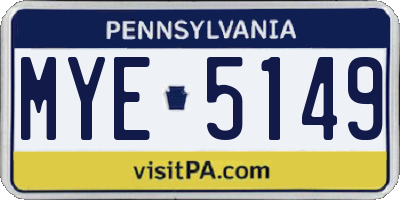 PA license plate MYE5149