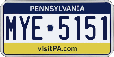 PA license plate MYE5151