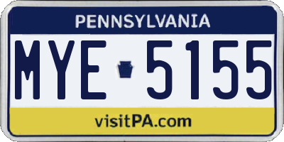 PA license plate MYE5155