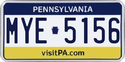 PA license plate MYE5156