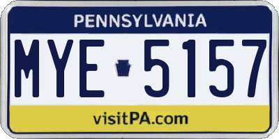 PA license plate MYE5157