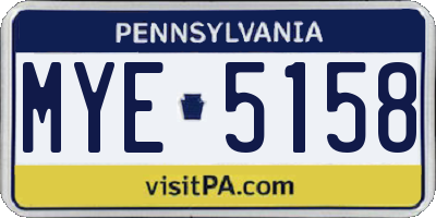 PA license plate MYE5158