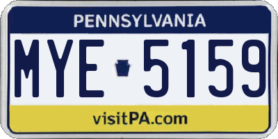 PA license plate MYE5159