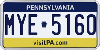 PA license plate MYE5160