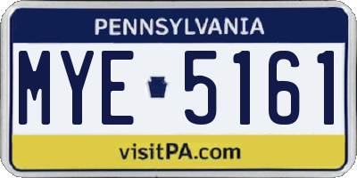 PA license plate MYE5161