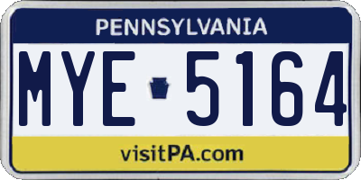 PA license plate MYE5164