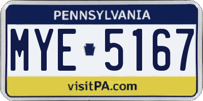 PA license plate MYE5167