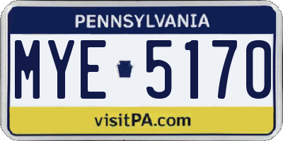 PA license plate MYE5170