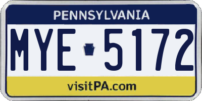 PA license plate MYE5172