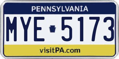 PA license plate MYE5173