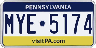 PA license plate MYE5174