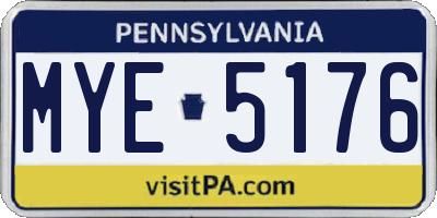 PA license plate MYE5176