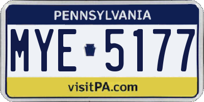 PA license plate MYE5177