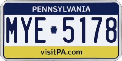 PA license plate MYE5178
