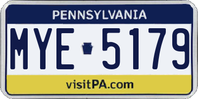 PA license plate MYE5179