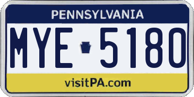 PA license plate MYE5180