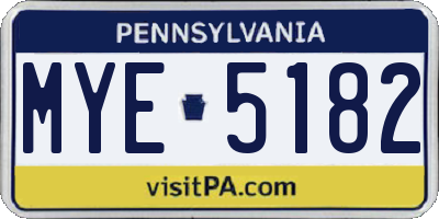 PA license plate MYE5182